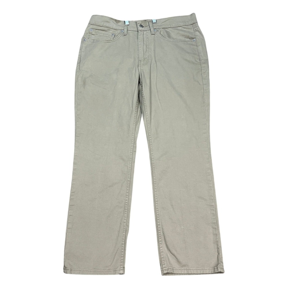 Levi's 514 Pants Mens 34x29 Khaki Tan Straight Leg 5 Pocket Flat Front Twill EUC